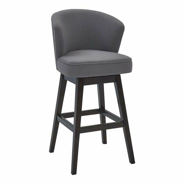 Armen Living 26 in. Brandy Counter Height Wood Swivel Barstool - Espresso & Grey LCBDBAESGR26